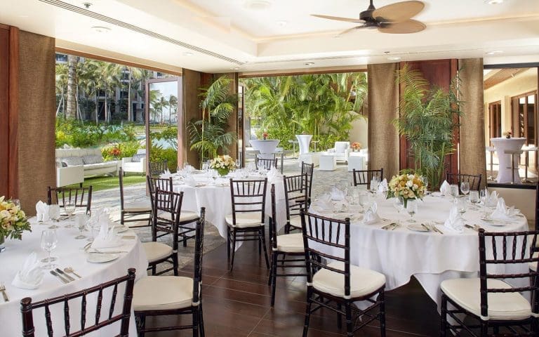 Rainbow Suite and private patio wedding venue at Hilton Hawaiian Village