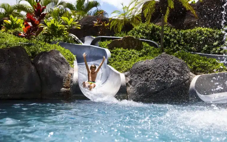 The Paradise Pool waterslide at the Hilton Hawaiian Village
