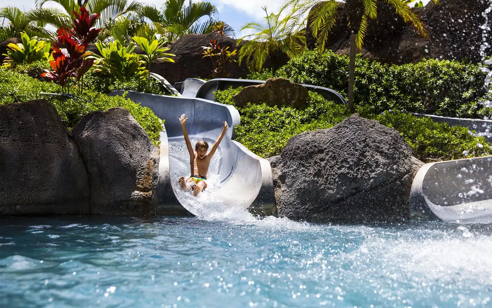 The Paradise Pool waterslide at the Hilton Hawaiian Village