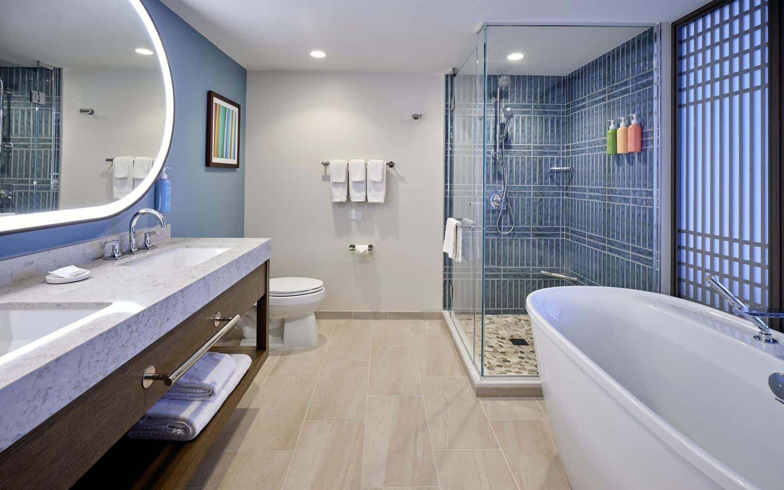 Duke Kahanamoku Suite Bathroom with standalone tub and separate shower