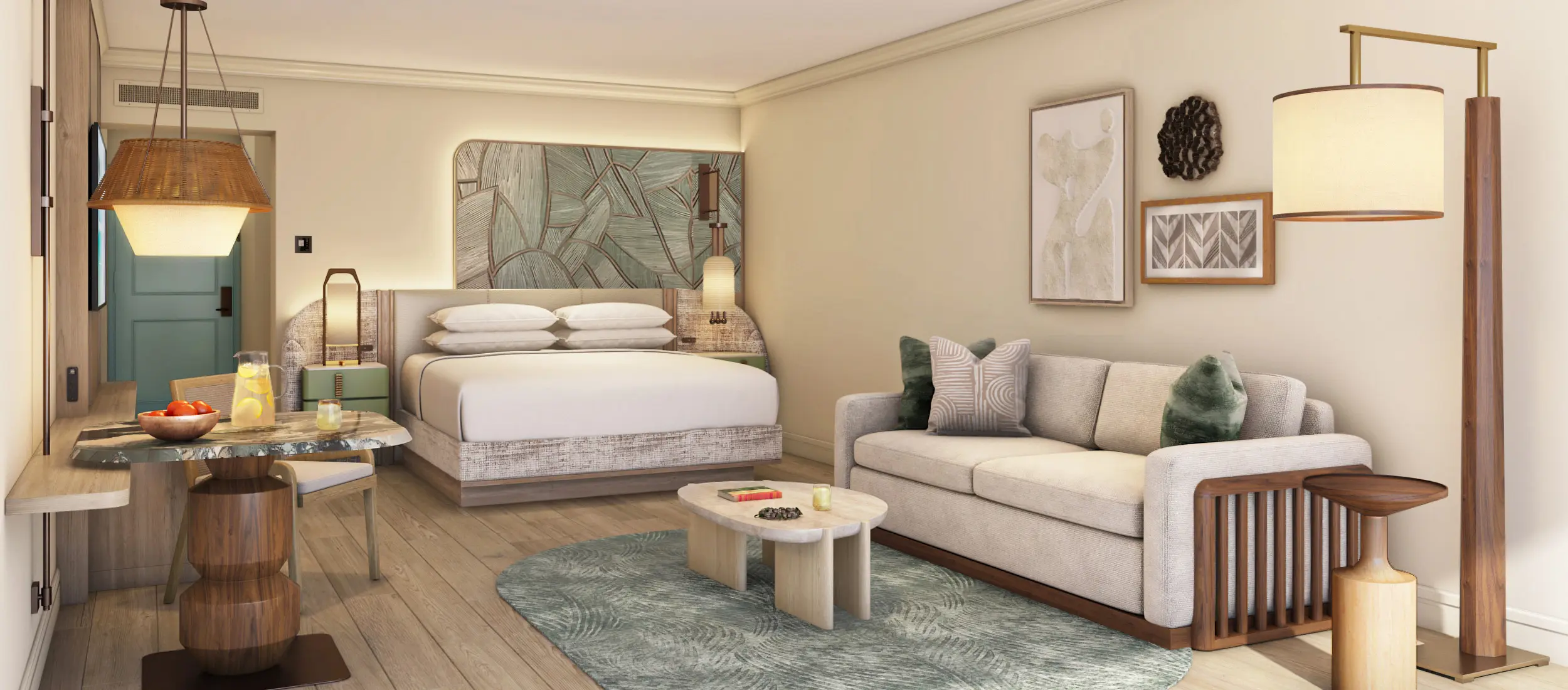A rendering of the 1 King Bedroom at The Ali'i