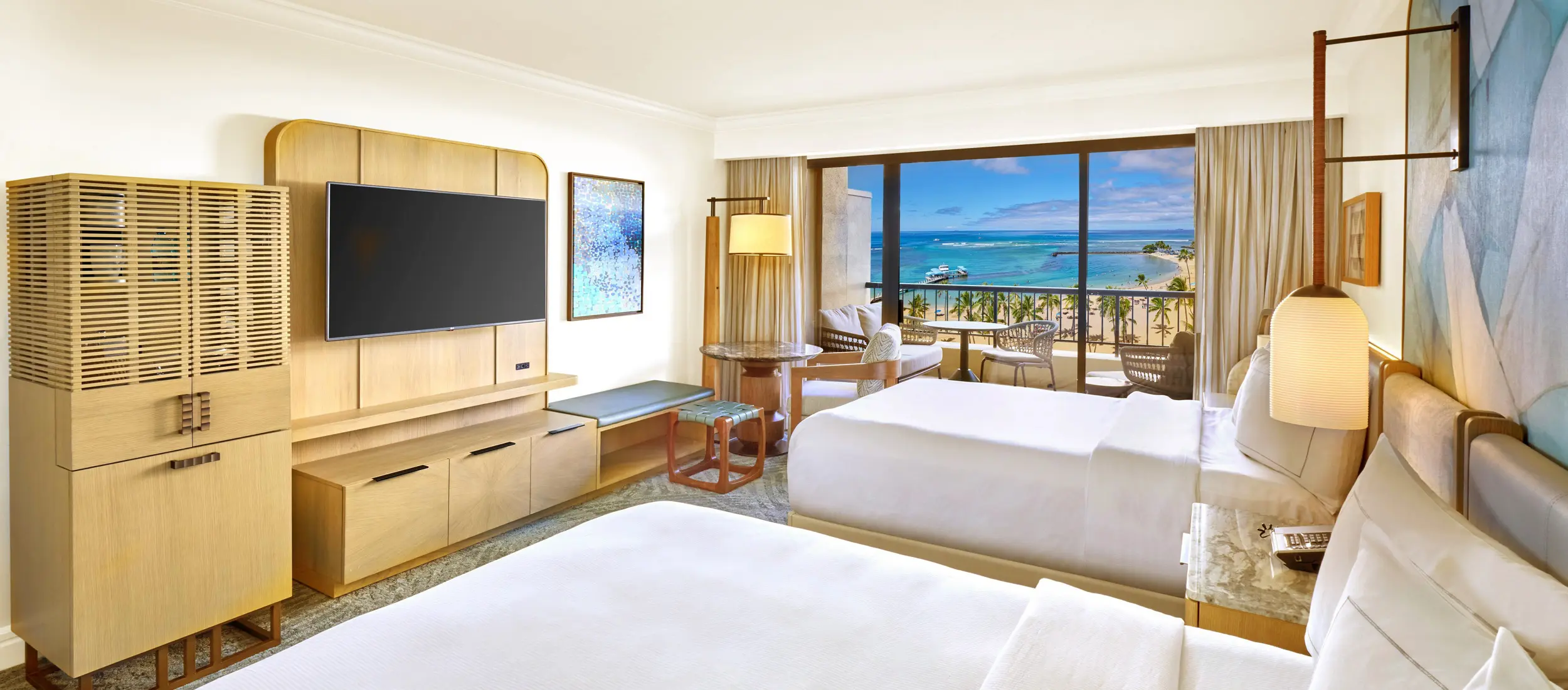 A rendering of the The Ali'i Two Queen Ocean Front room