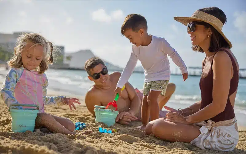 Photo of a family on the beach