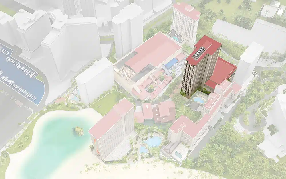 Aerial map of the Tapa Tower at the Hilton Hawaiian Village