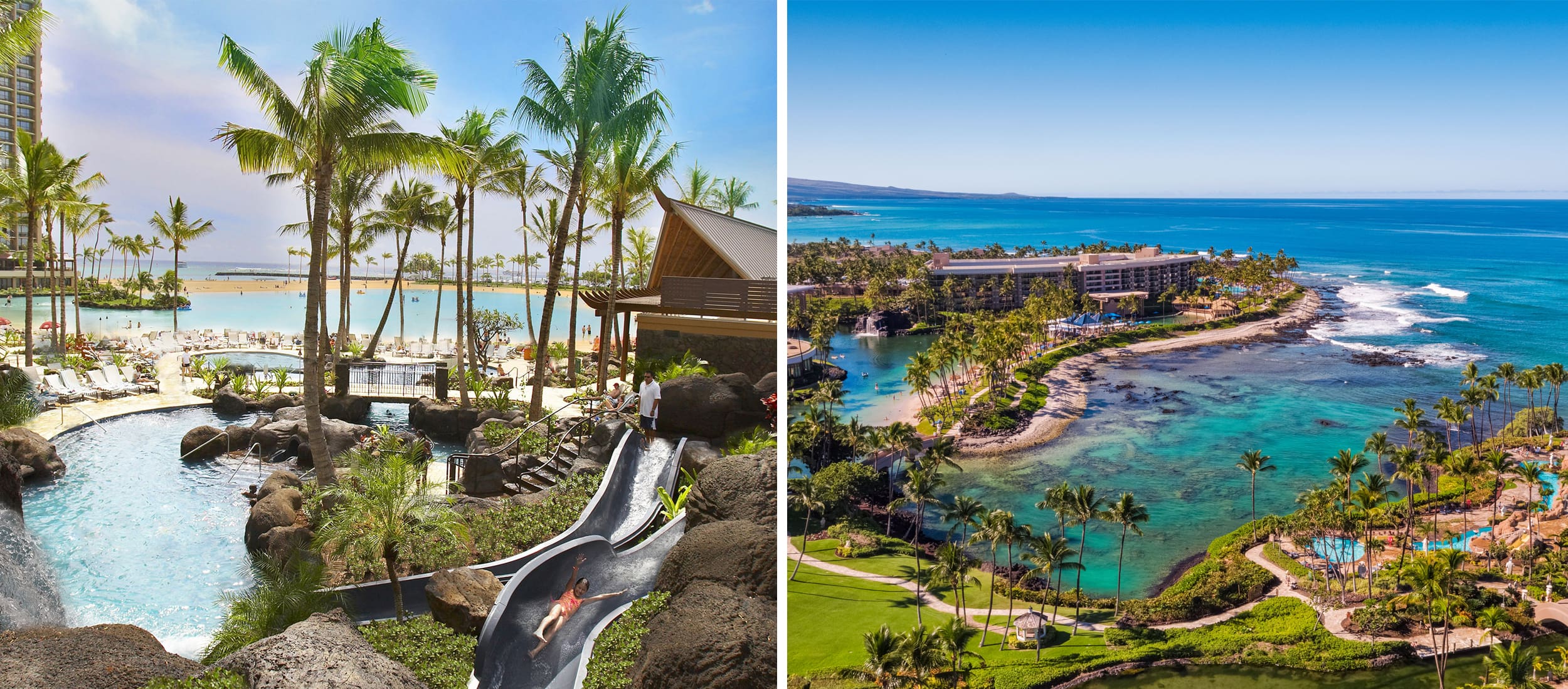 Photos of Hilton Hawaiian Village Paradise Pool and Hilton Waikoloa Village coastline