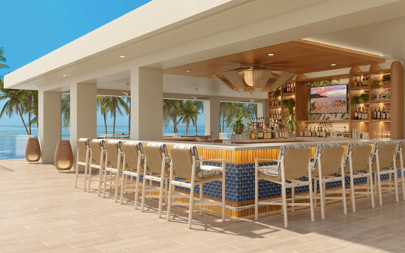 A rendering of the exclusive bar and lounge at The Ali'i