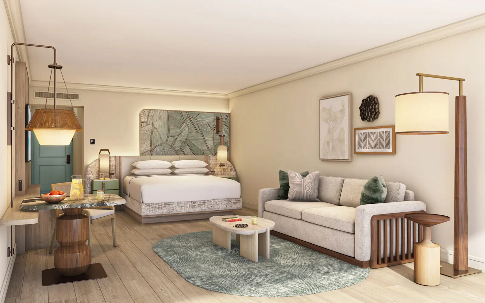 A rendering of the 1 King Bedroom at The Ali'i