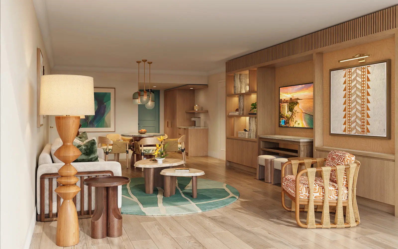 A rendering of the Ocean Front 1 Bedroom Suite at The Ali'i