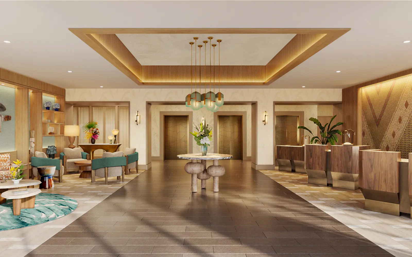 A rendering of the lobby at The Ali'i