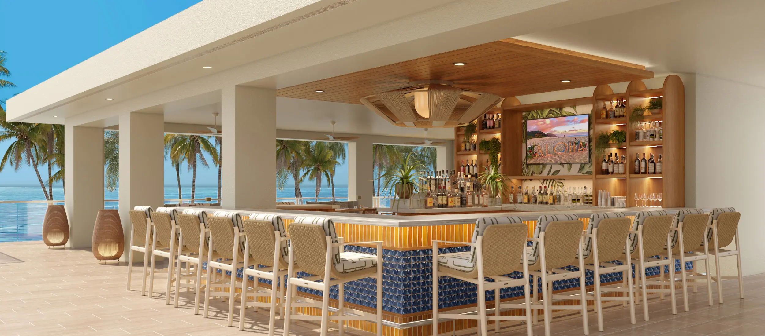 A rendering of the exclusive bar and lounge at The Ali'i