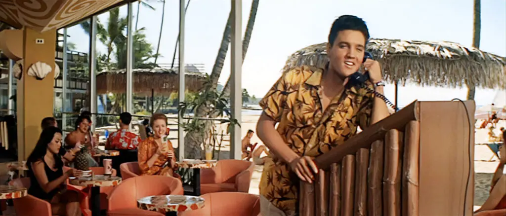 Elvis Presley on the phone in the movie, Blue Hawaii