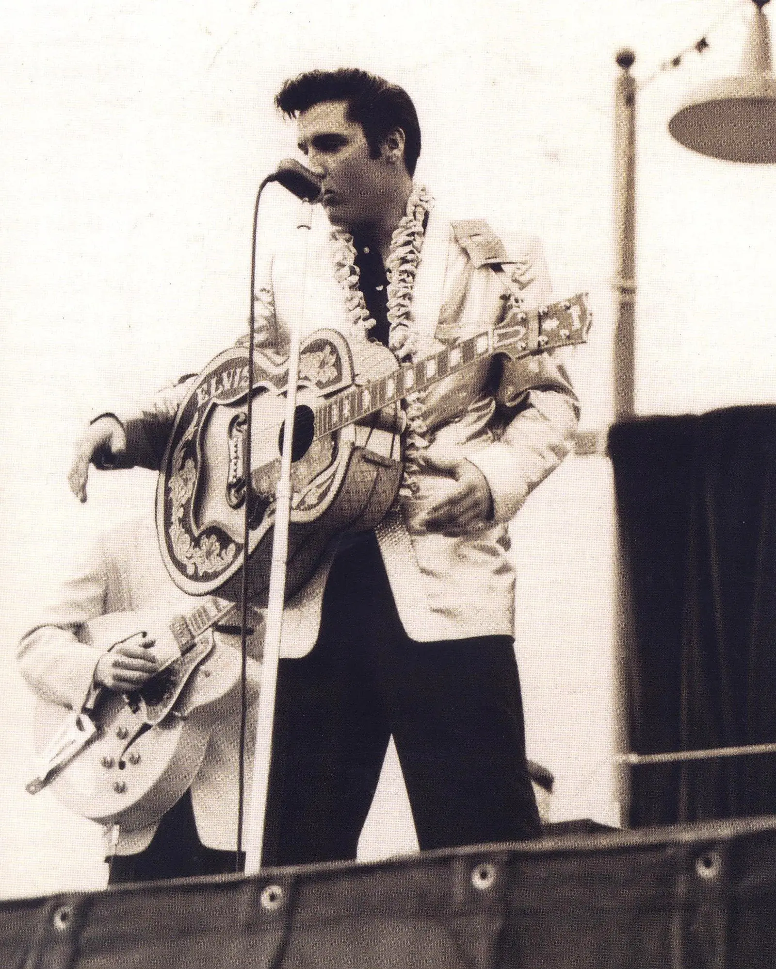 Elvis Presley on stage at the Hilton Hawaiian Village in 1957