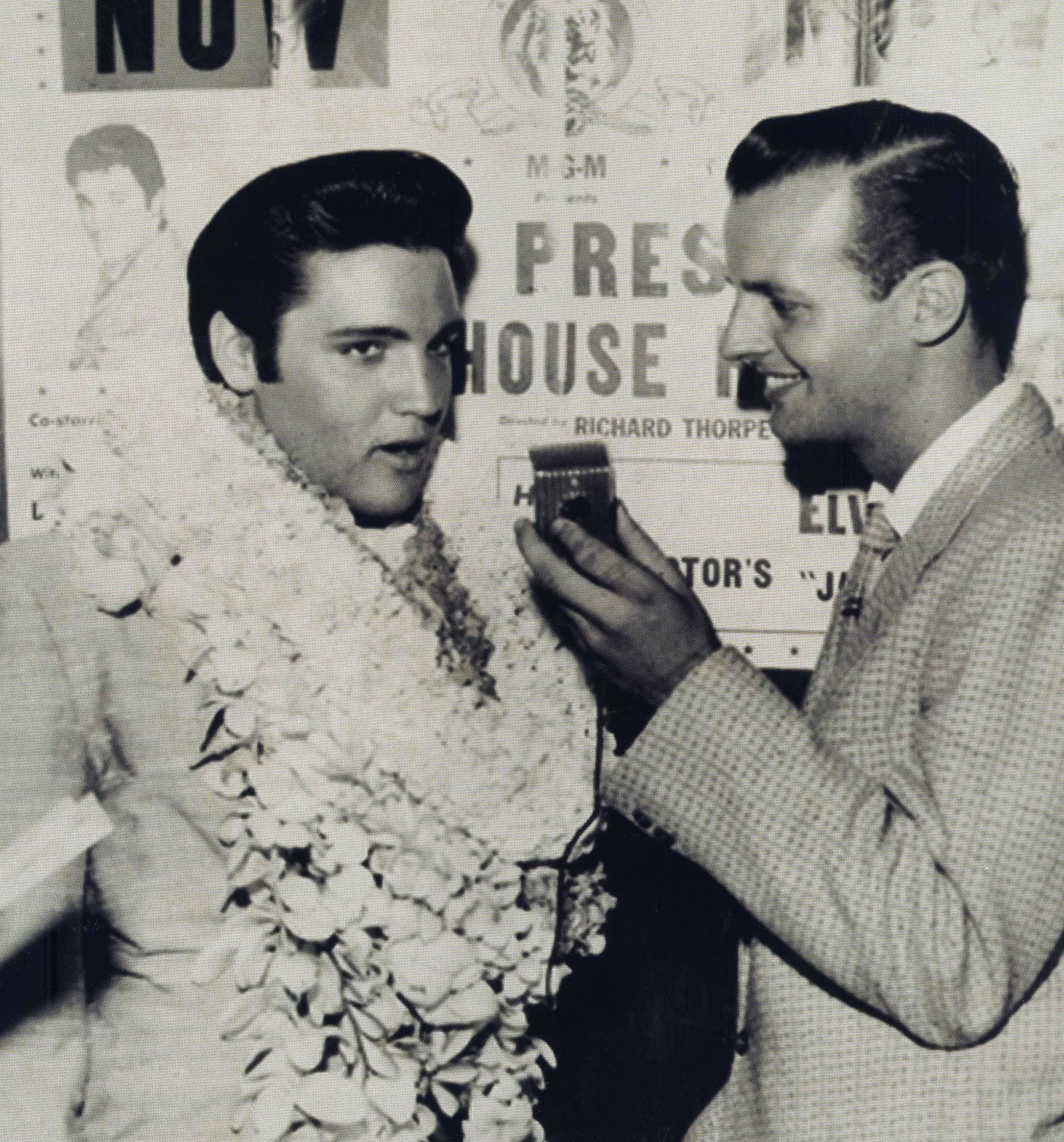 Elvis Presley on stage at the Hilton Hawaiian Village in 1957